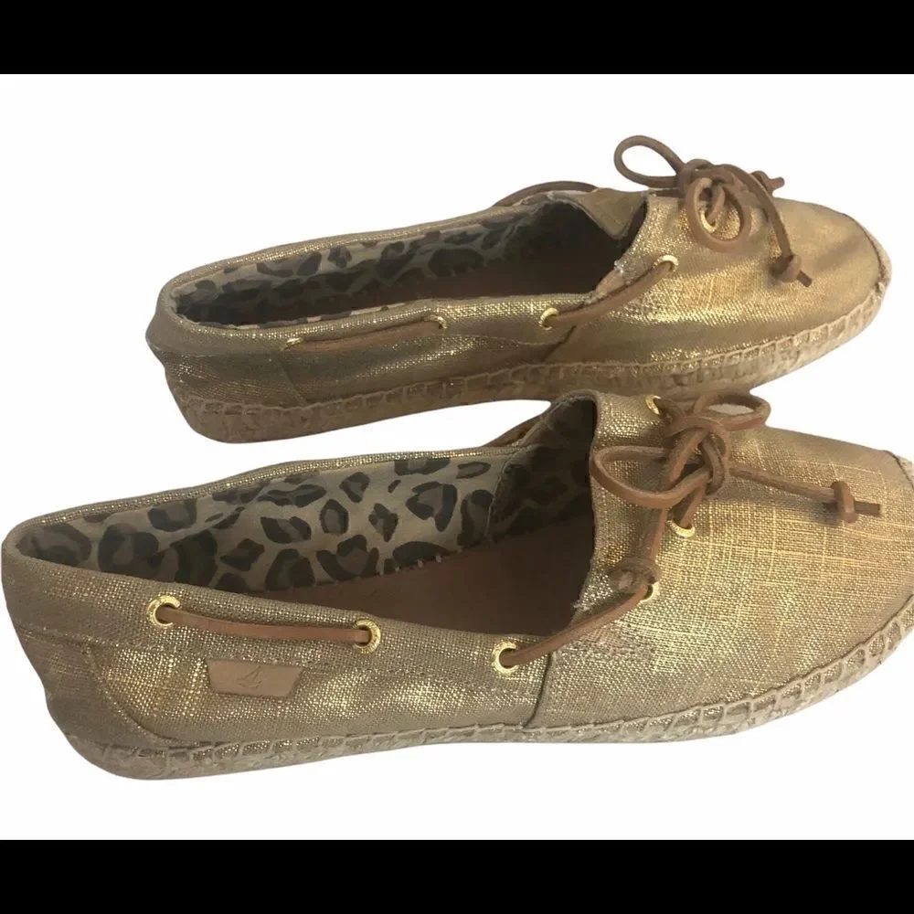 NWOT Women’s Gold Sperry Top Sider Espadrilles Size 10M